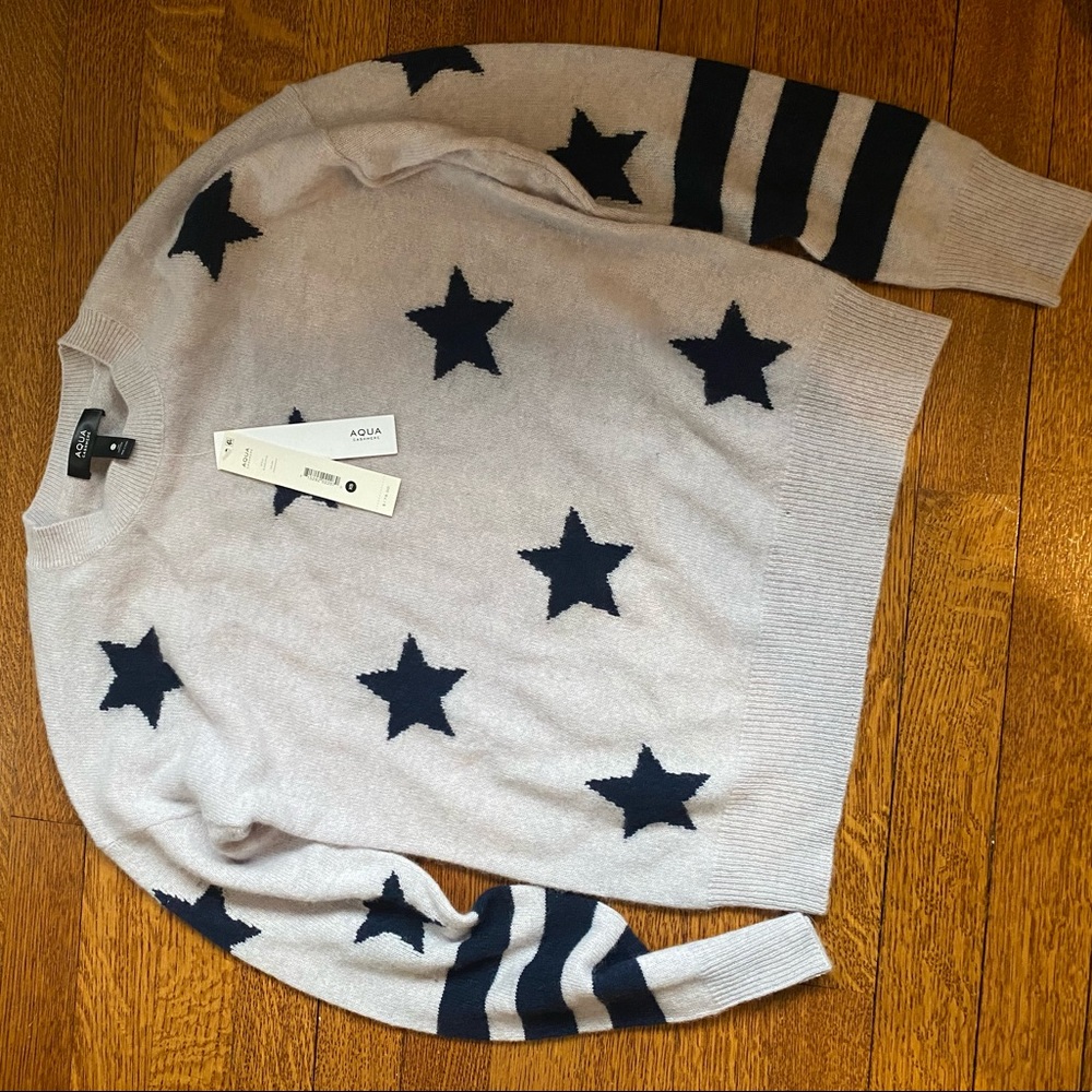 Bloomingdales Aqua Star Cashmere Sweater